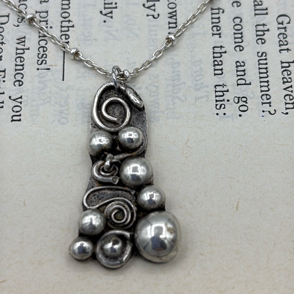 Vintage Brutalist Studio Pendant on Sterling Silver Chain